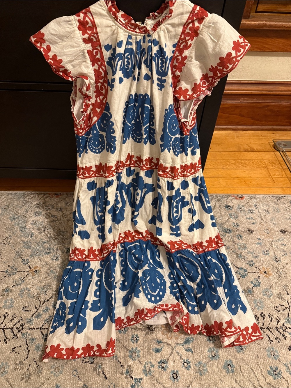 Sea flutter sleeve mixed print mini dress